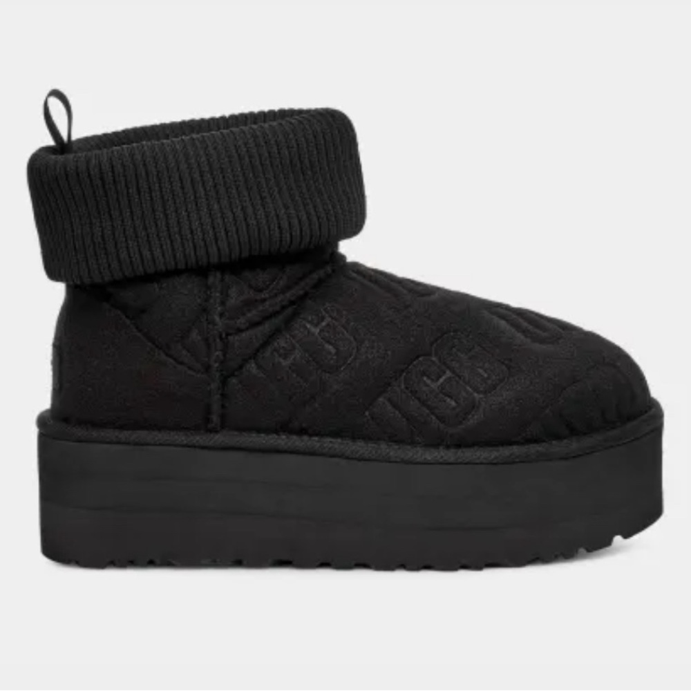 NWT. FAST SHIP. Ugg Classic Mini Platform Felted Boot Bootie Black Size 7